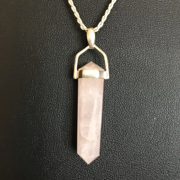 Sterling Rose Quartz necklace - Picture 2 of 11